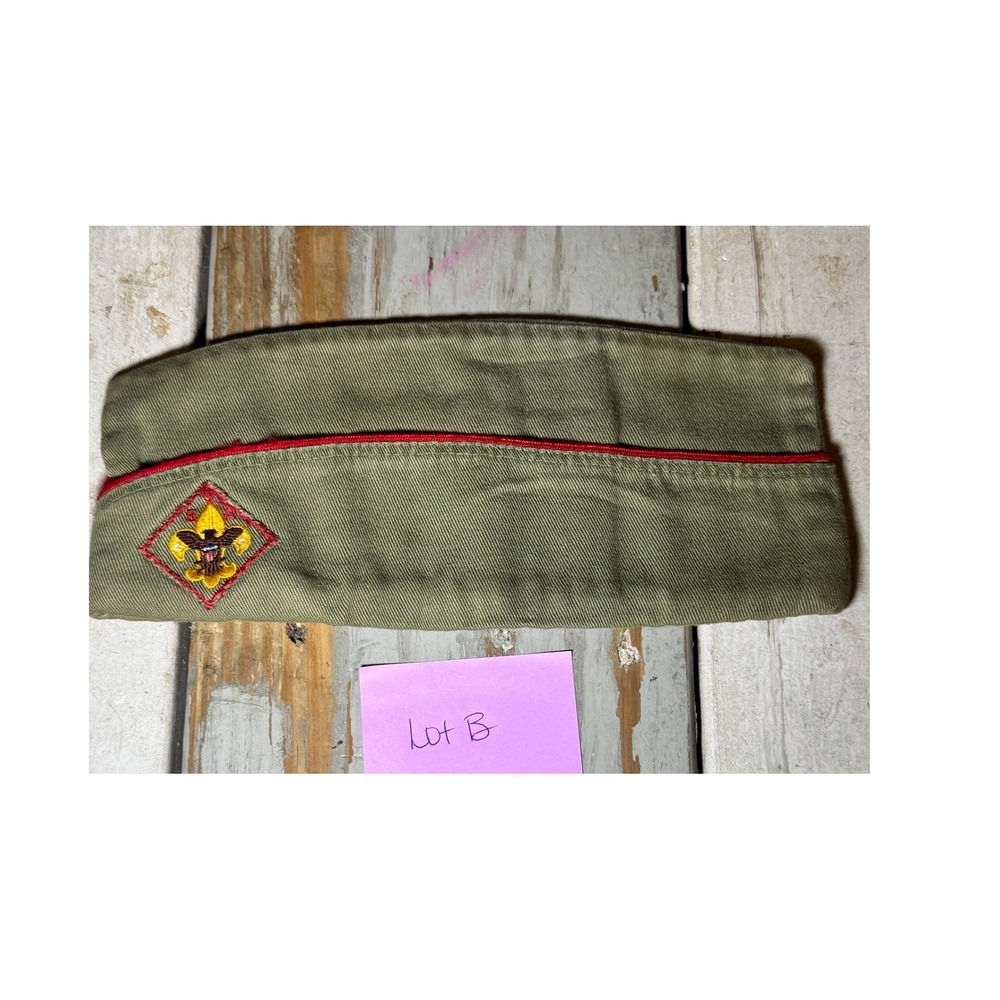 Vintage Boy Scouts of America BSA Garrison Cap Red Piping 60s-70s Size 7-7 1/8